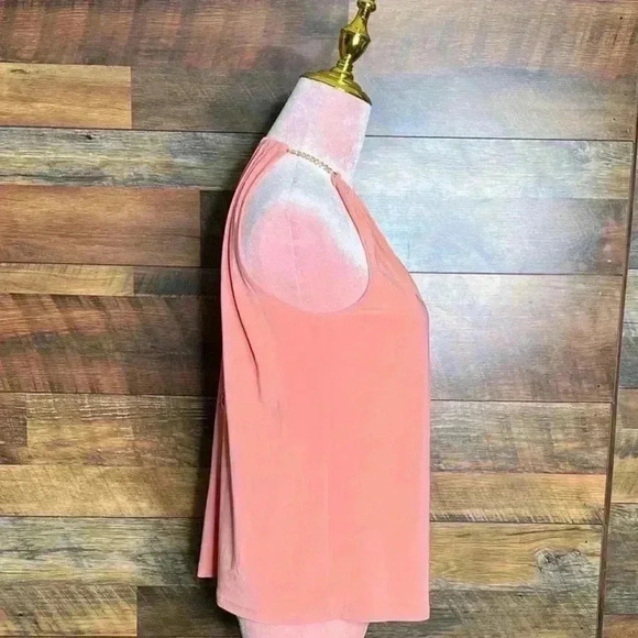 Ramy Brook Rosette Top with Gold Chain Detail in Deco Rose (Peach), Size XS. NWT - Picture 3 of 11